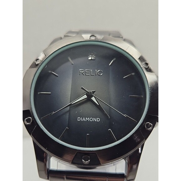 Relic By Fossil Rylan Diamond Black Steel Mens Quartz Watch ZR97014 New Battery - Picture 4 of 11